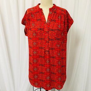 Pleione Woman's Orange Patterned Long Blouse